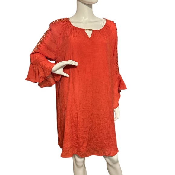 Indigo Rose Lacey Sleeve
Boho Dress 3X 
Green Lined Knee Length
NWTS - Picture 2 of 7